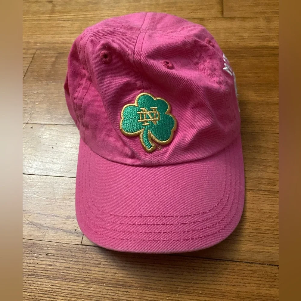 EUC Notre Dame Pink my first girls baby Cap with Fighting Shamrock gift shower